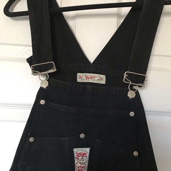 COPY - Black Short Overalls Vintage 1980s Jou Jou - Picture 1 of 5